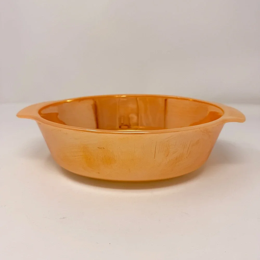 Vintage Fire King Peach Luster Oval Au Gratin Casserole Dish‎ Anchor Hocking